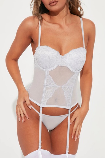 Ready For Love Lace Corset Set - White