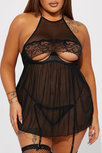 Back Then Underwire Babydoll - Black